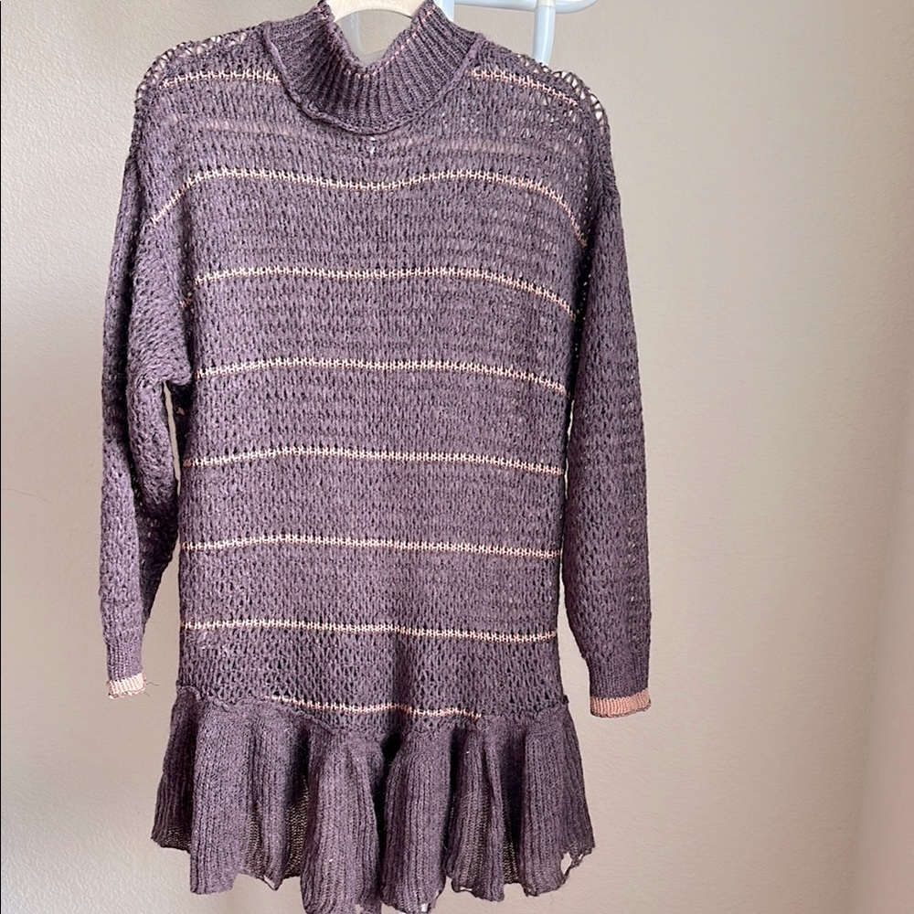 Purple Knit Sweater with Ruffle Hem - Picture 5 of 5
